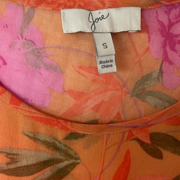 Joie Women’s small sheer silk floral tank orange, black, green, pink, white EUC - Picture 3 of 5